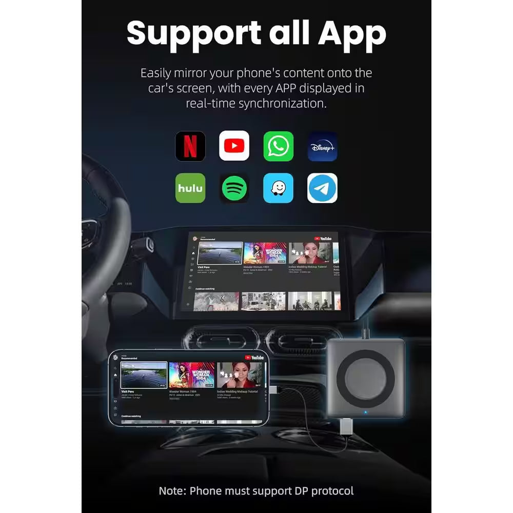 car tv wireless carplay adapter and wireless android auto adapter for iphone android watching videos on car screen