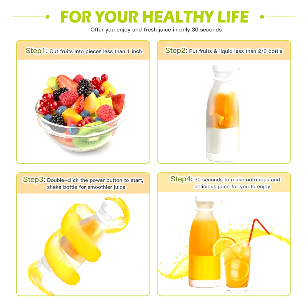 mini fast juice juicer fresh fruits mixer smoothie bottle handheld 6-blade usb rechargeable multifunctional fruit blender