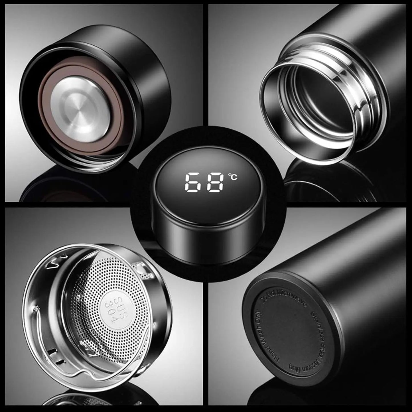 500ml smart water bottle stainless steel thermos temperature display leakproof vacuum flasks coffee cup milk mug valentines day