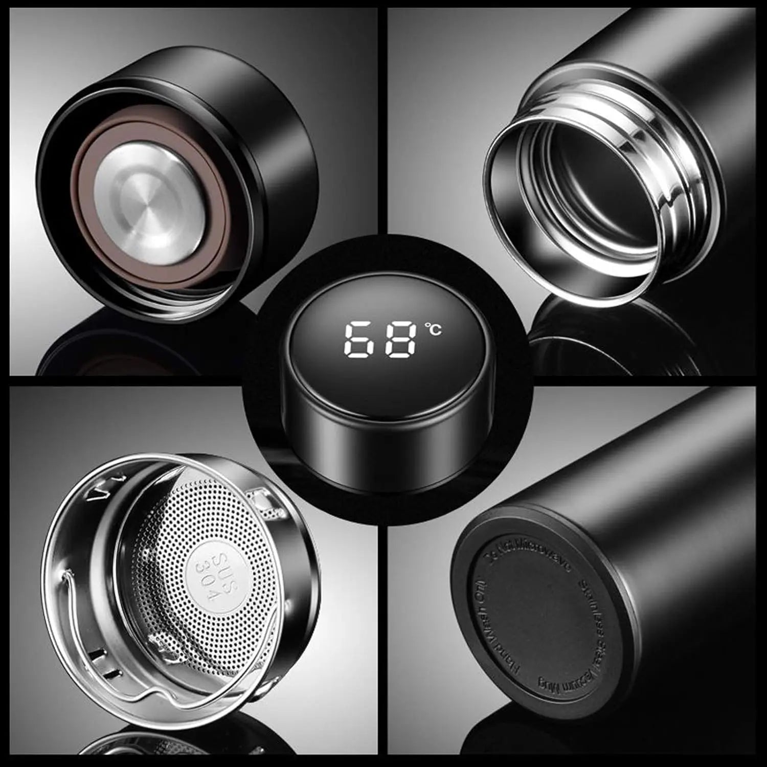 500Ml Smart Water Bottle Stainless Steel Thermos Temperature Display Leakproof Vacuum Flasks Coffee Cup Milk Mug Valentines Day
