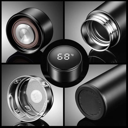 500Ml Smart Water Bottle Stainless Steel Thermos Temperature Display Leakproof Vacuum Flasks Coffee Cup Milk Mug Valentines Day
