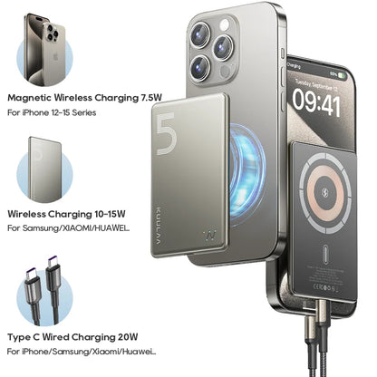 Magnetic Power Bank 5000Mah Magnetic Wireless Phone Charger External Battery 20W Fast Charging for Iphone 17 16 Powerbank