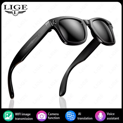 800W HD AI Smart Glasses with Camera Record Video Bluetooth Call Voice Assistant Translate Sunglasses Color-Changing Lenses