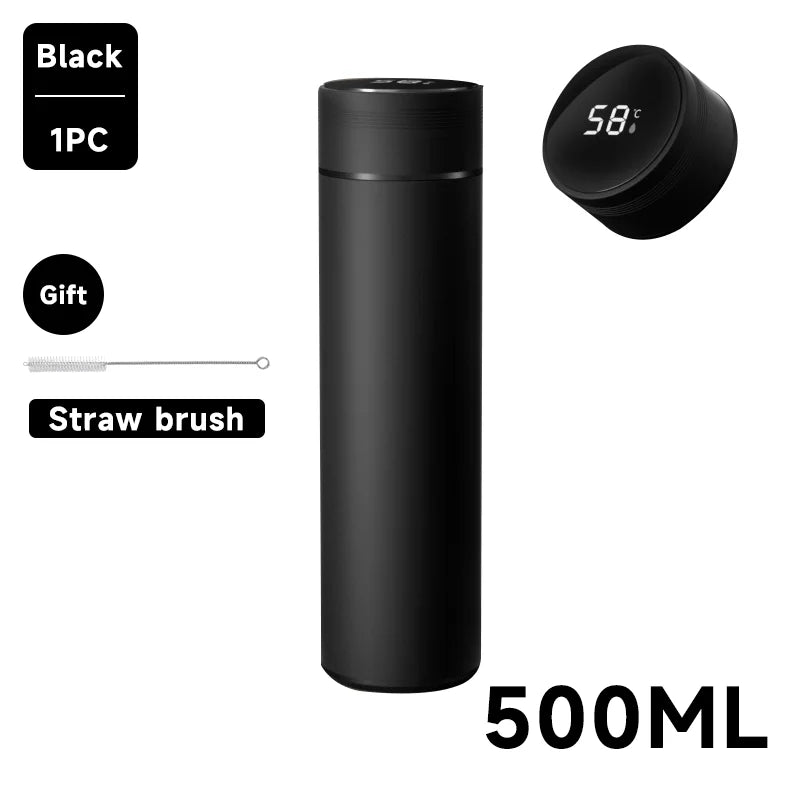 500ml smart water bottle stainless steel thermos temperature display leakproof vacuum flasks coffee cup milk mug valentines day