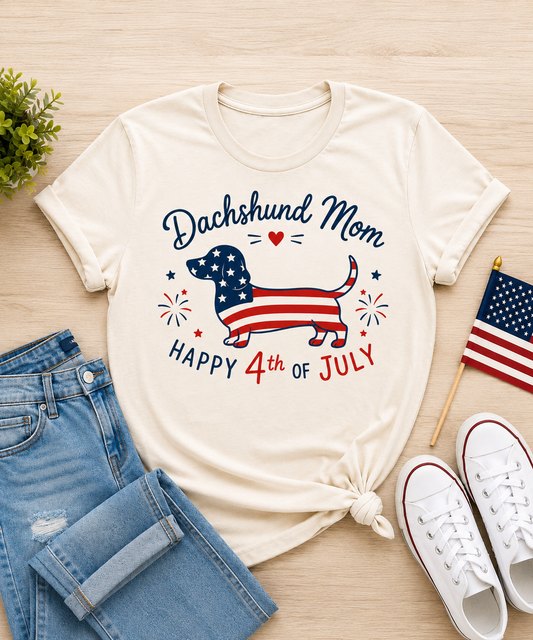 Happy 4th of July Dachshund Mom Tee 