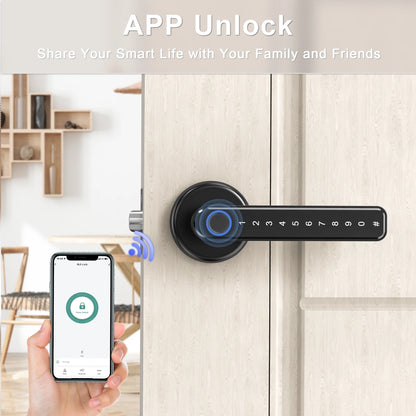 Keyless Entry Fingerprint Smart Door Lock with App and Backup Key