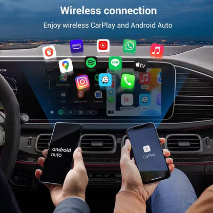 Car TV Wireless Carplay Adapter and Wireless Android Auto Adapter for Iphone Android Watching Videos on Car Screen