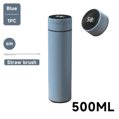 500Ml Smart Water Bottle Stainless Steel Thermos Temperature Display Leakproof Vacuum Flasks Coffee Cup Milk Mug Valentines Day