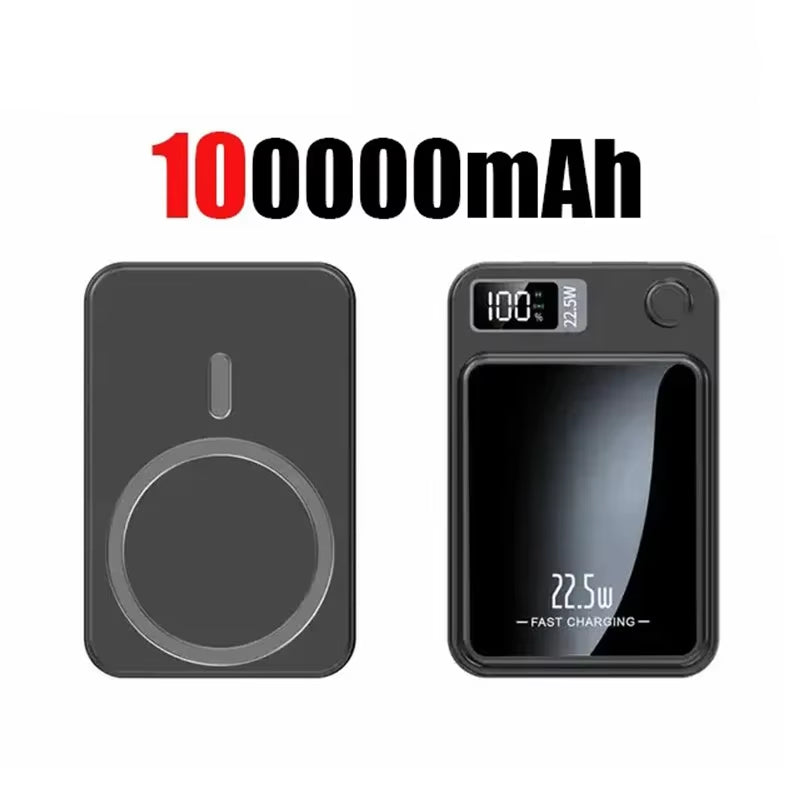 100000mah magnetic power bank wireless fast charger for magsafe mini portable power bank for iphone huawei samsung android