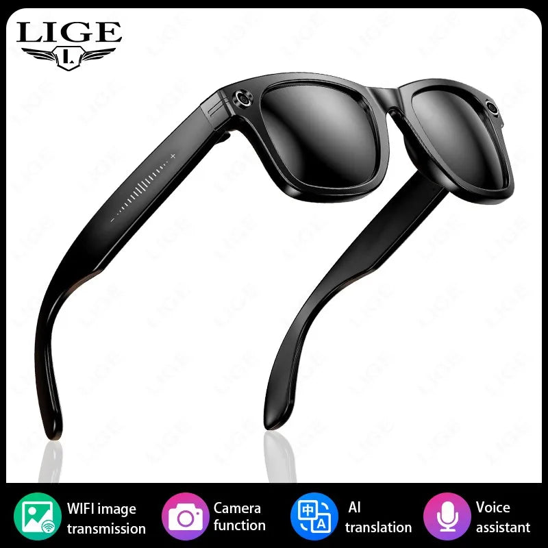 ai smart glasses 8mp hd camera video bluetooth call intelnt translation 270mah battery voice assistant music sunglasses
