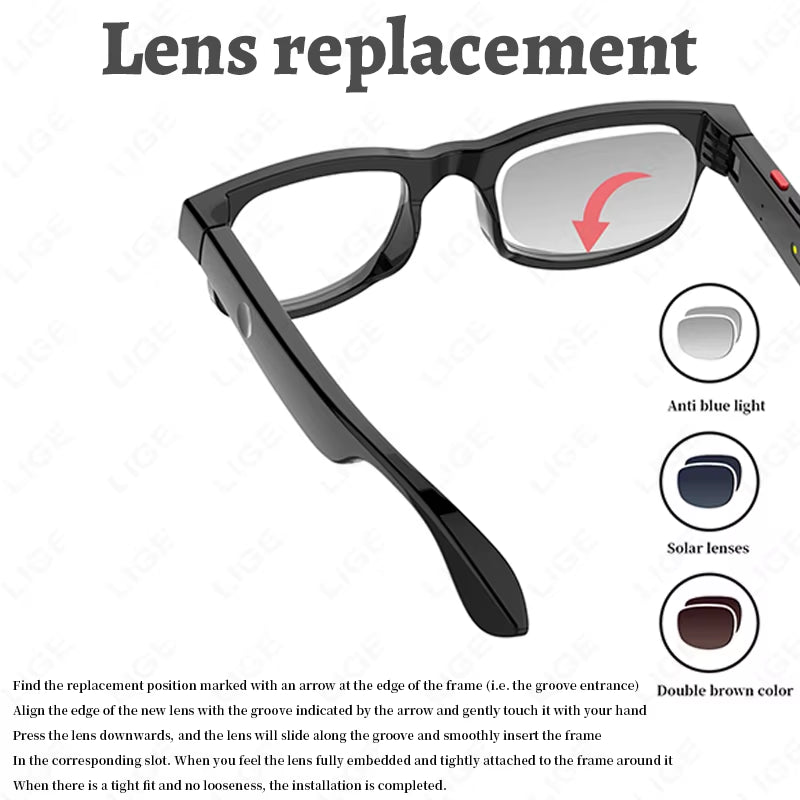 new ai smart glasses 500w hd camera video recording bluetooth call glasses translation sunglasses 270mah wifi transmission