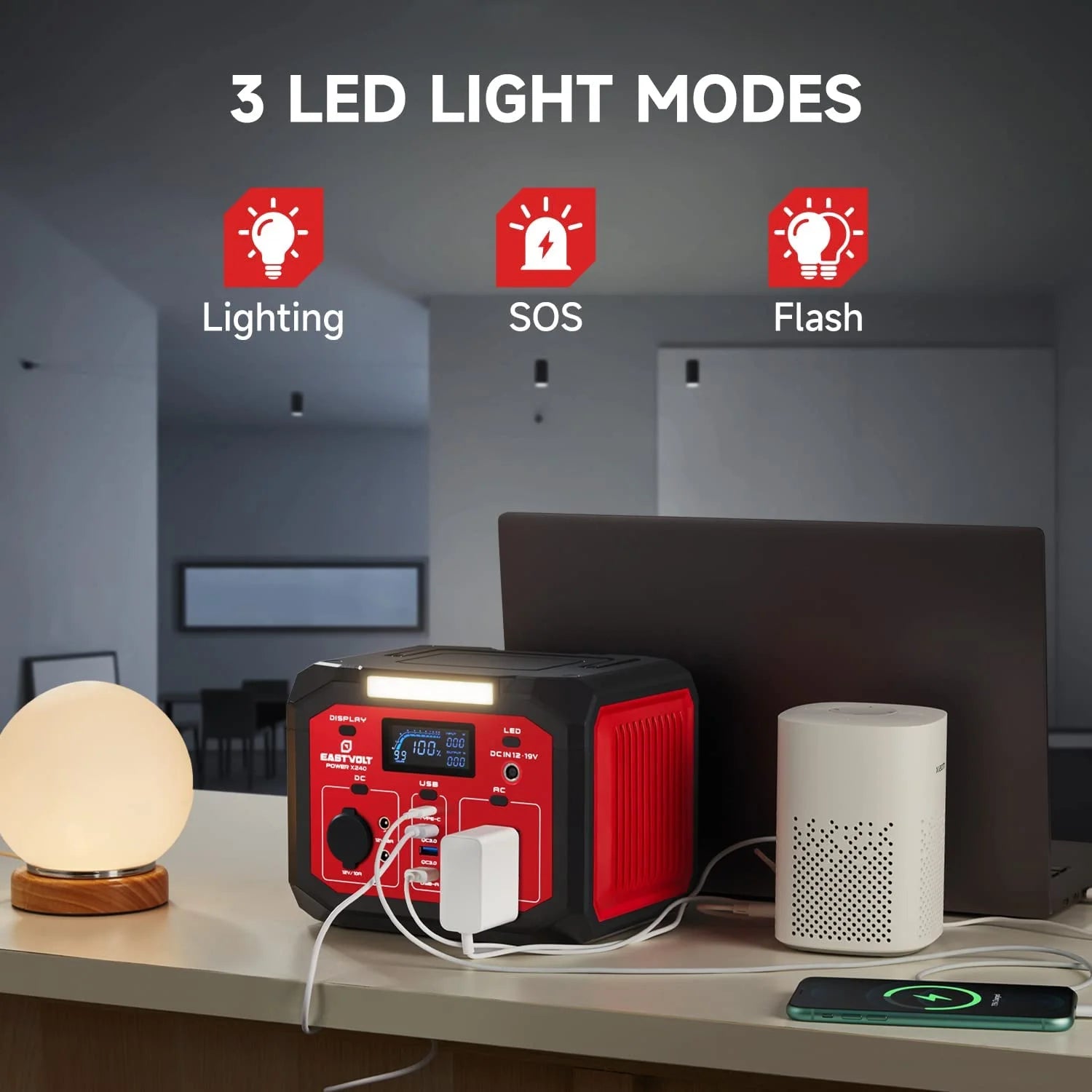 Portable Power Station 240W 201.6Wh56000Mah Lithium-Ion Battery
