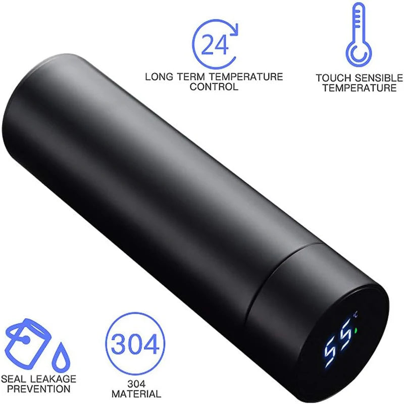 500Ml Smart Water Bottle Stainless Steel Thermos Temperature Display Leakproof Vacuum Flasks Coffee Cup Milk Mug Valentines Day