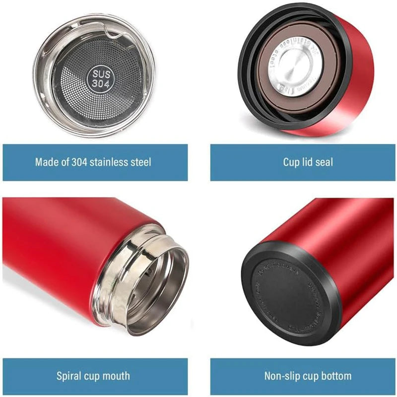 500ml smart water bottle stainless steel thermos temperature display leakproof vacuum flasks coffee cup milk mug valentines day