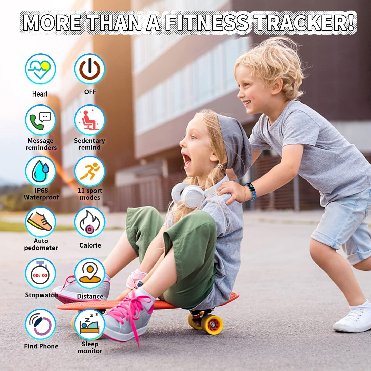 kids watch fitness tracker, fitness watches for kids, activity tracker with pedometers, stopwatch, ip68 waterproof, 11 sport modes smart watch for kids age 6-16 years old