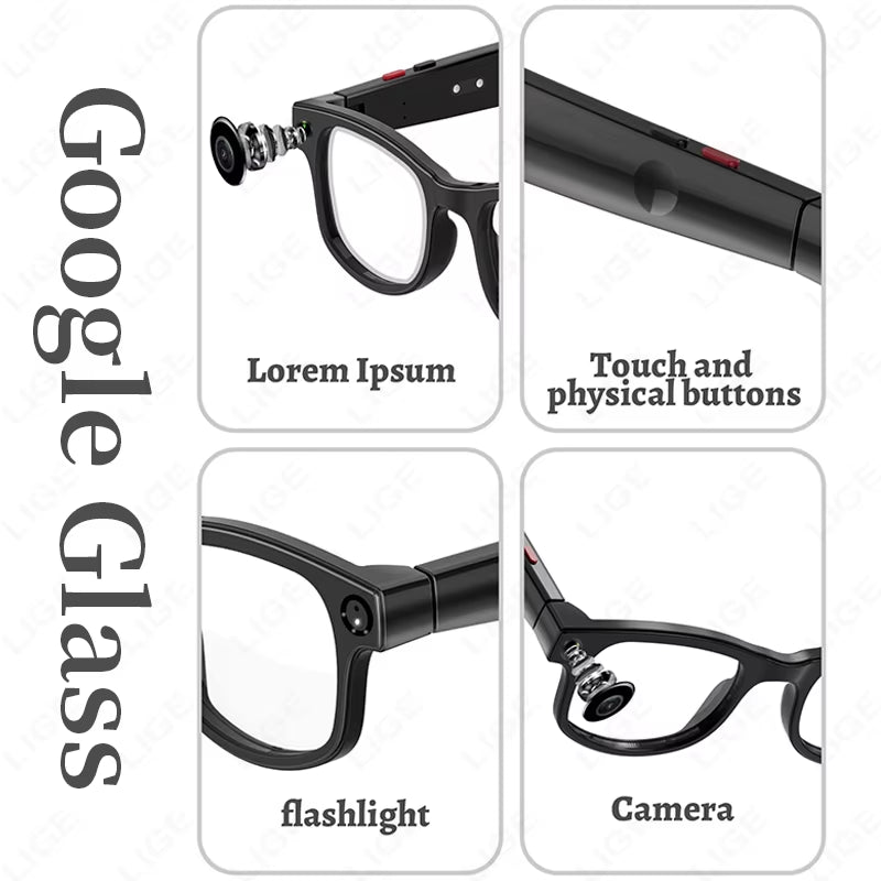 new ai smart glasses 500w hd camera video recording bluetooth call glasses translation sunglasses 270mah wifi transmission