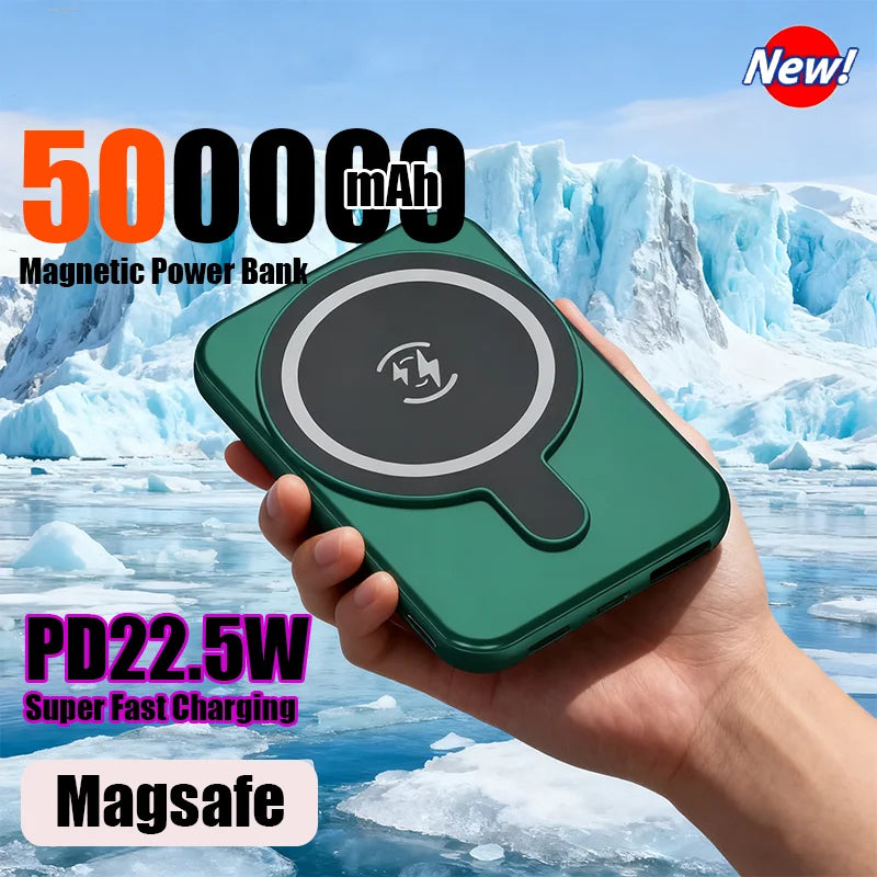 500000Mah Wireless Magnetic Power Bank 22.5W Super Fast Charging Portable External Battery Powerbank for Iphone Samsung