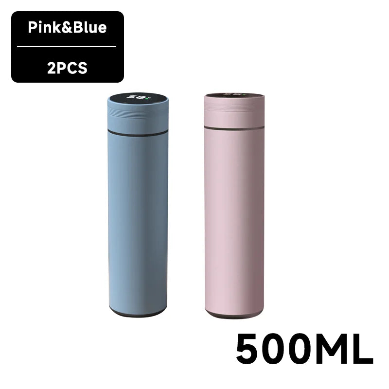 500ml smart water bottle stainless steel thermos temperature display leakproof vacuum flasks coffee cup milk mug valentines day