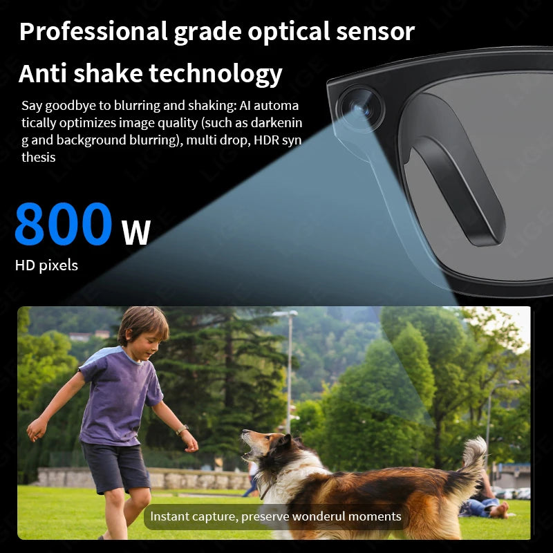 ai smart glasses 8mp hd mini camera bluetooth call voice assistant control translate 300mah smart sports camera sunglasses