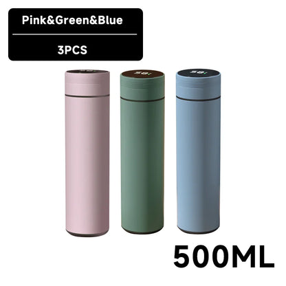 500Ml Smart Water Bottle Stainless Steel Thermos Temperature Display Leakproof Vacuum Flasks Coffee Cup Milk Mug Valentines Day