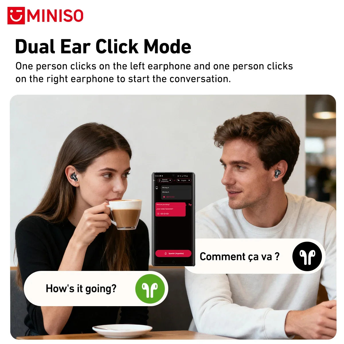 ms105 wireless bluetooth headphones ai translator earbuds nosie reduction mic tws in-ear earbuds soft