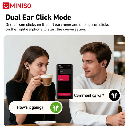MS105 Wireless Bluetooth Headphones AI Translator Earbuds Nosie Reduction Mic TWS In-Ear Earbuds Soft