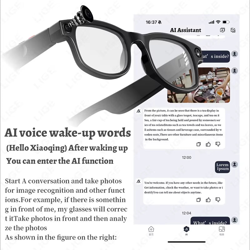 New AI Smart Glasses 500W HD Camera Video Recording Bluetooth Call Glasses Translation Sunglasses 270Mah Wifi Transmission