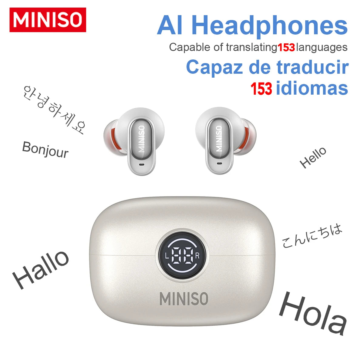 ms105 wireless bluetooth headphones ai translator earbuds nosie reduction mic tws in-ear earbuds soft