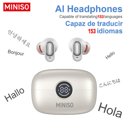 MS105 Wireless Bluetooth Headphones AI Translator Earbuds Nosie Reduction Mic TWS In-Ear Earbuds Soft