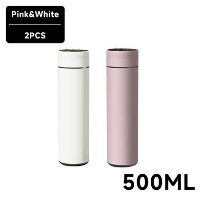 500Ml Smart Water Bottle Stainless Steel Thermos Temperature Display Leakproof Vacuum Flasks Coffee Cup Milk Mug Valentines Day