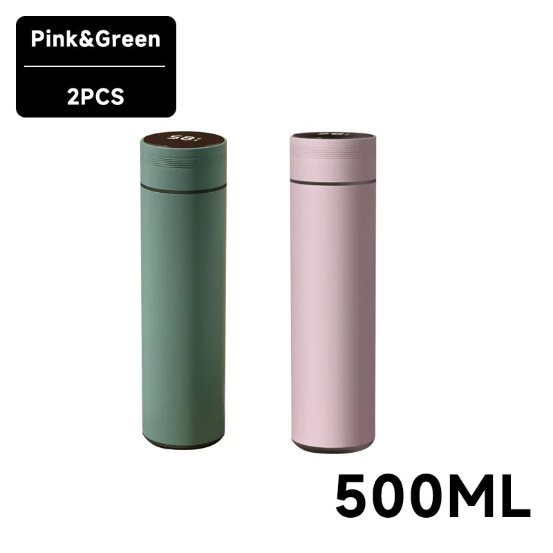 500Ml Smart Water Bottle Stainless Steel Thermos Temperature Display Leakproof Vacuum Flasks Coffee Cup Milk Mug Valentines Day
