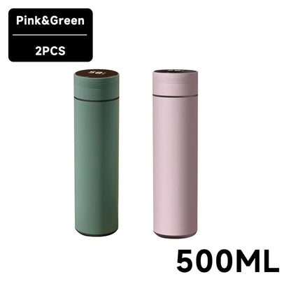 500Ml Smart Water Bottle Stainless Steel Thermos Temperature Display Leakproof Vacuum Flasks Coffee Cup Milk Mug Valentines Day