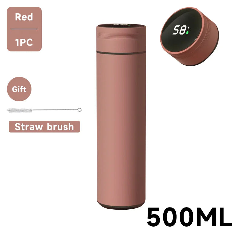 500ml smart water bottle stainless steel thermos temperature display leakproof vacuum flasks coffee cup milk mug valentines day