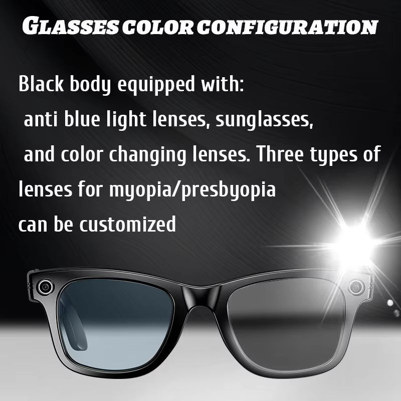 800w hd ai smart glasses with camera record video bluetooth call voice assistant translate sunglasses color-changing lenses