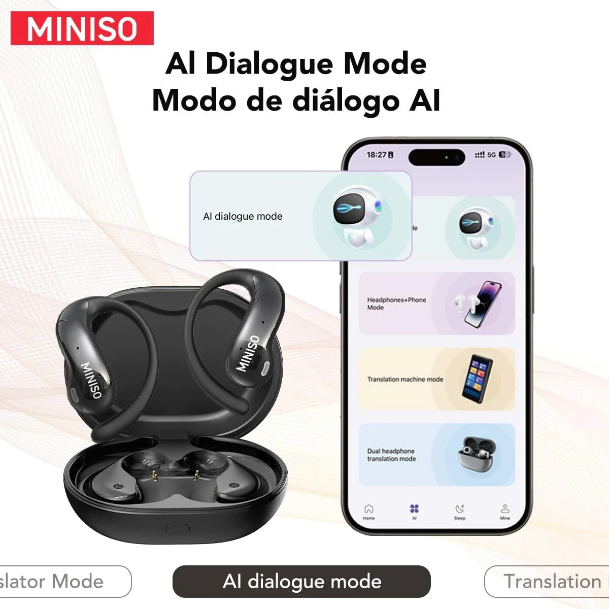 MS188 Language Translator Earbuds Real Time AI Translator Earbuds LCD Touchscreen Bluetooth Earbuds