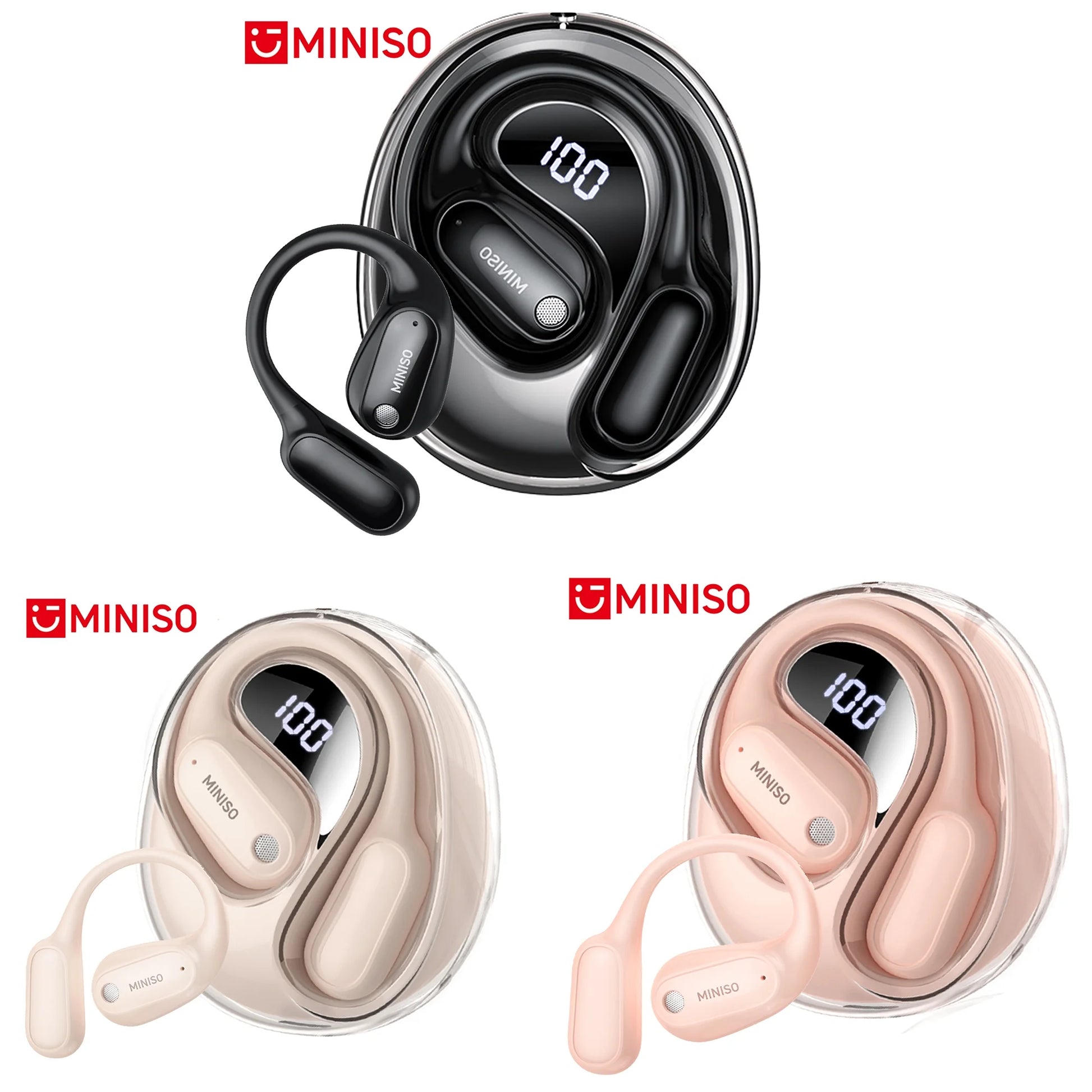 MS190 Wireless Earbuds Open Ear Headphones Sports, Bluetooth Earbuds 6.0, 48H Support 135 AI Languages Translator Earbuds IPX6 Waterproof,Black