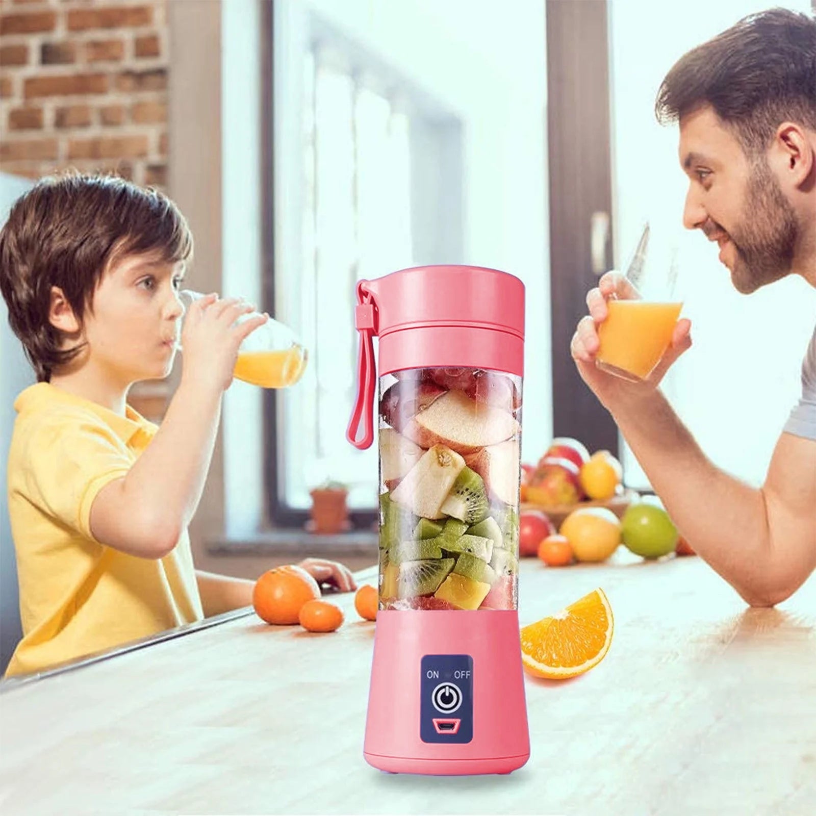 Portable USB Rechargeable Blender 6-Blade Handheld Juicer for Shakes