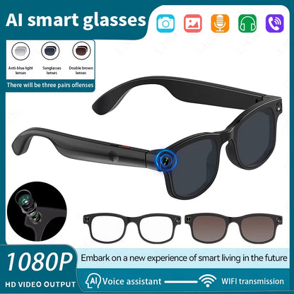 New AI Smart Glasses 500W HD Camera Video Recording Bluetooth Call Glasses Translation Sunglasses 270Mah Wifi Transmission