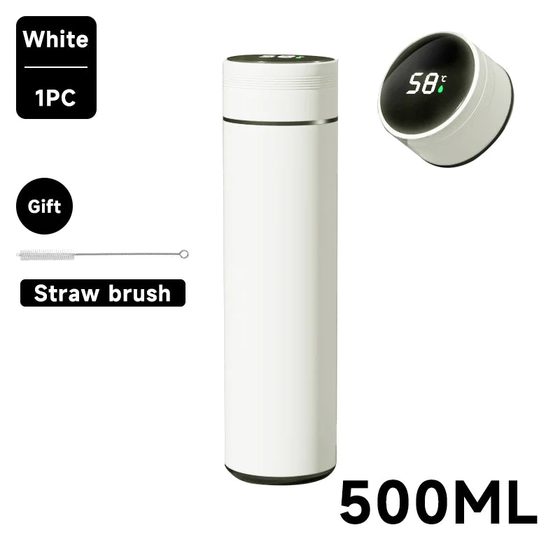 500ml smart water bottle stainless steel thermos temperature display leakproof vacuum flasks coffee cup milk mug valentines day