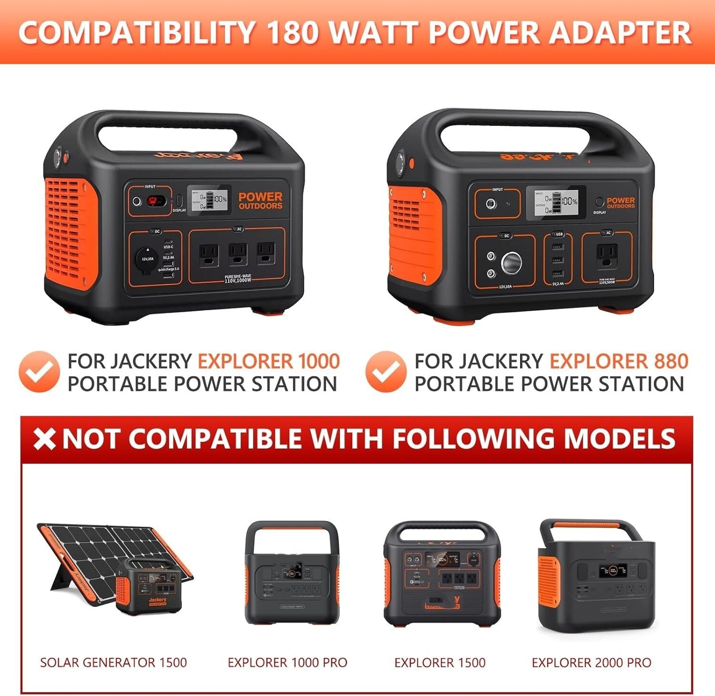 24v180w power supply cord charger for jackery 1000 880 power supply cables
