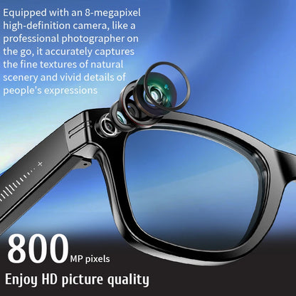800W HD AI Smart Glasses with Camera Record Video Bluetooth Call Voice Assistant Translate Sunglasses Color-Changing Lenses