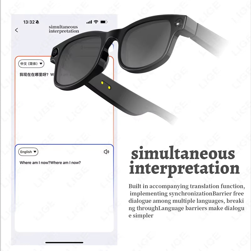 new ai smart glasses 500w hd camera video recording bluetooth call glasses translation sunglasses 270mah wifi transmission