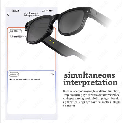 New AI Smart Glasses 500W HD Camera Video Recording Bluetooth Call Glasses Translation Sunglasses 270Mah Wifi Transmission