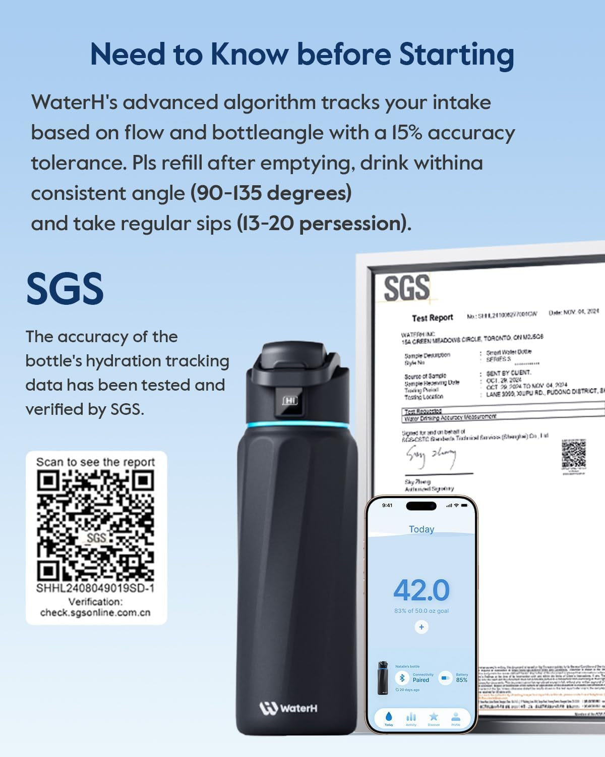 boost smart water bottle with reminder & tracker, double wall vacuum insulated bottles stainless steel, 32oz bpa-free wide mouth for school, gym, office, ideal for mother's day