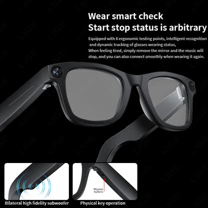 AI Smart Glasses 8MP HD Mini Camera Bluetooth Call Voice Assistant Control Translate 300Mah Smart Sports Camera Sunglasses
