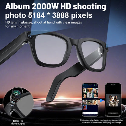 AI Smart Glasses 8MP HD Mini Camera Bluetooth Call Voice Assistant Control Translate 300Mah Smart Sports Camera Sunglasses