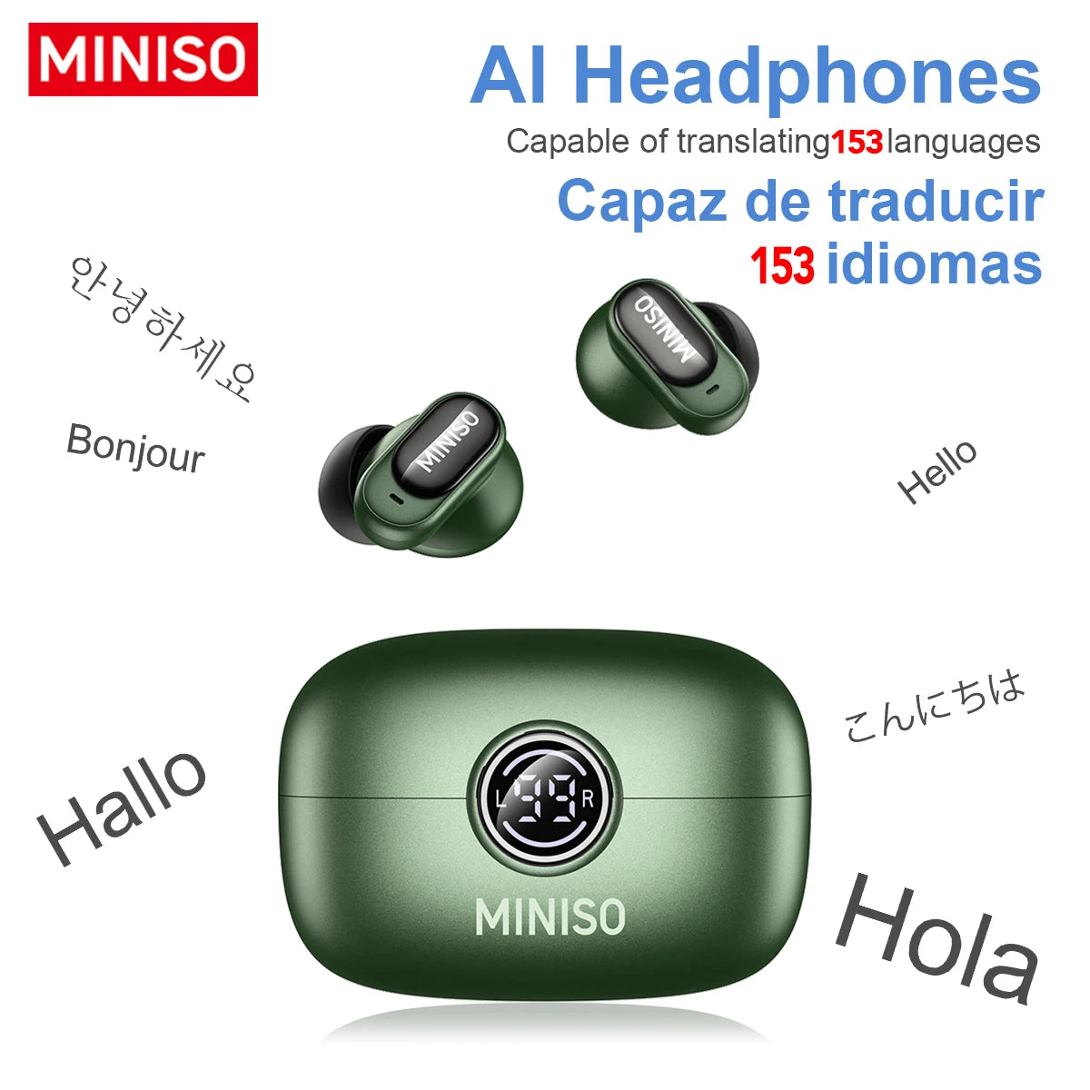 MS105 Wireless Bluetooth Headphones AI Translator Earbuds Nosie Reduction Mic TWS In-Ear Earbuds Soft