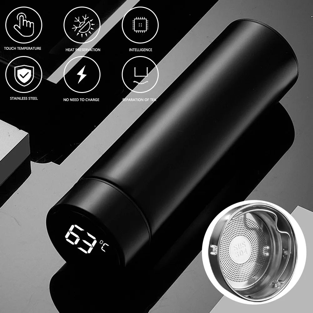 smart digital thermos water bottle stainless steel vacuum flask coffee thermal mug insulated water bottle tumbler drinking cup